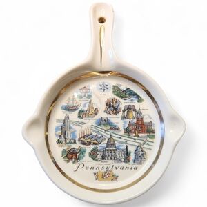 Vintage Pennsylvania Spoon Rest Pocono Mountains Gold Trim